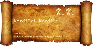 Kozári Karád névjegykártya